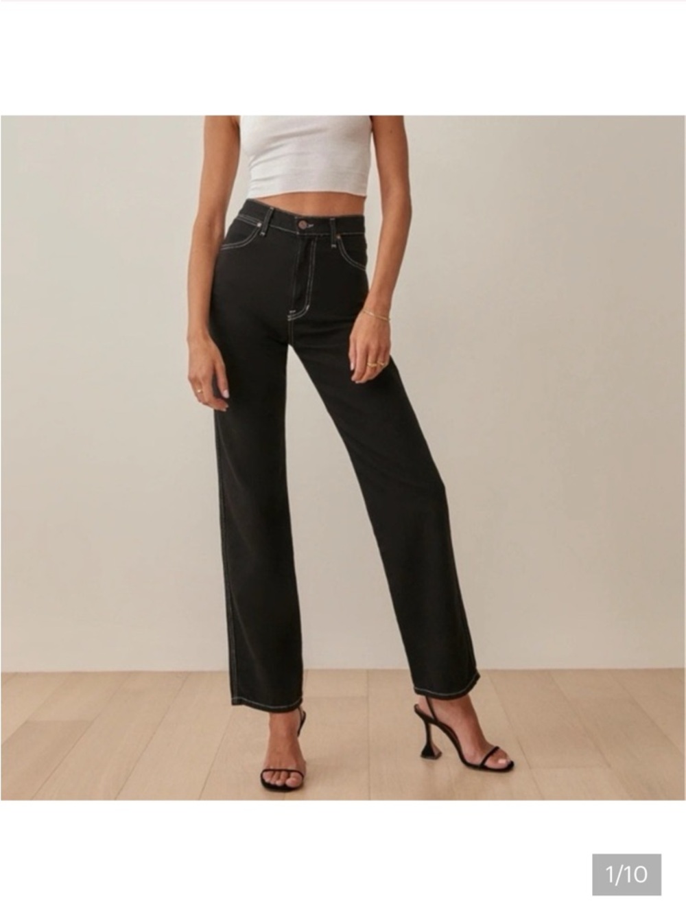 Reformation Cowboy High Rise Straight Black Jeans Size 27 Western Boho Chic